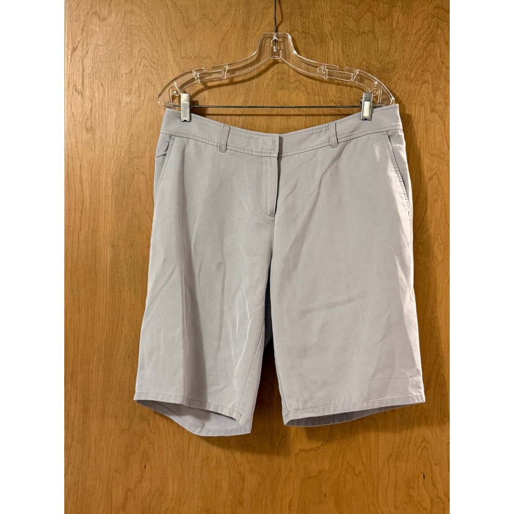 Eileen Fisher Tencel Bermuda Shorts The System Walking Womens M Light Gray Twill